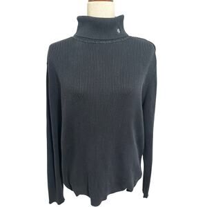 Ralph Lauren Knit Turtleneck Cotton Blend Black Monogrammed Sweater  Size XL
